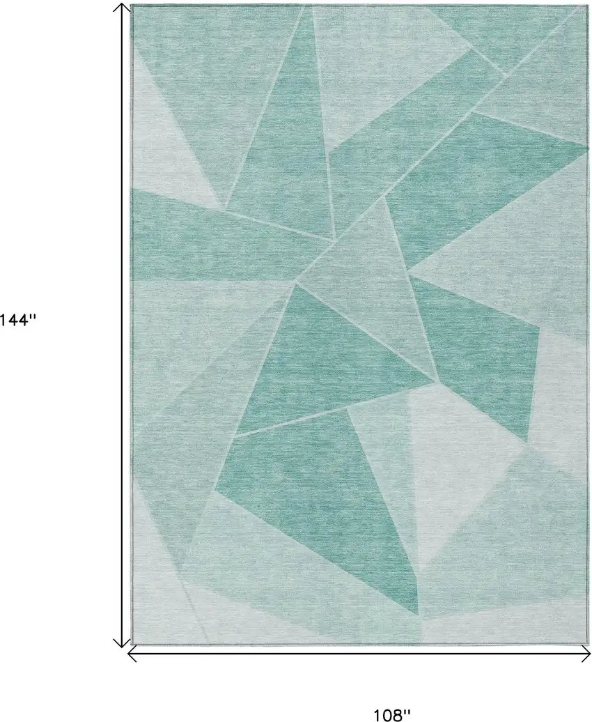 Green Mint Green And Aqua Geometric Washable Indoor Outdoor Area Rug Photo 3