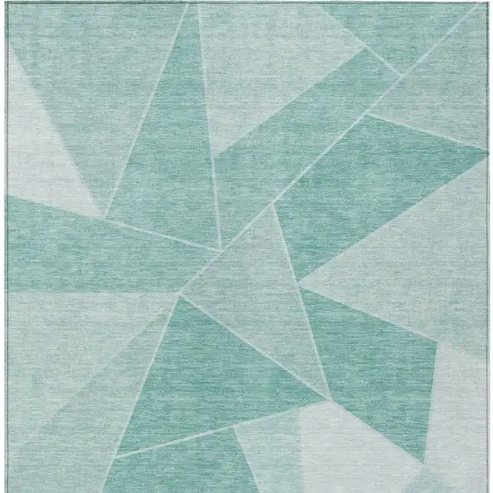 Green Mint Green And Aqua Geometric Washable Indoor Outdoor Area Rug Photo 7
