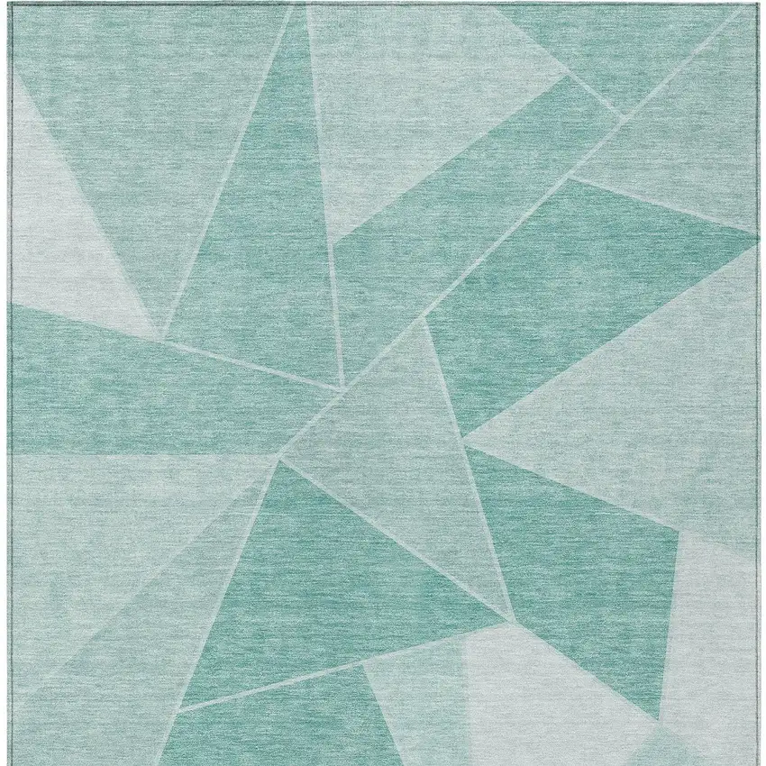 Green Mint Green And Aqua Geometric Washable Indoor Outdoor Area Rug Photo 7