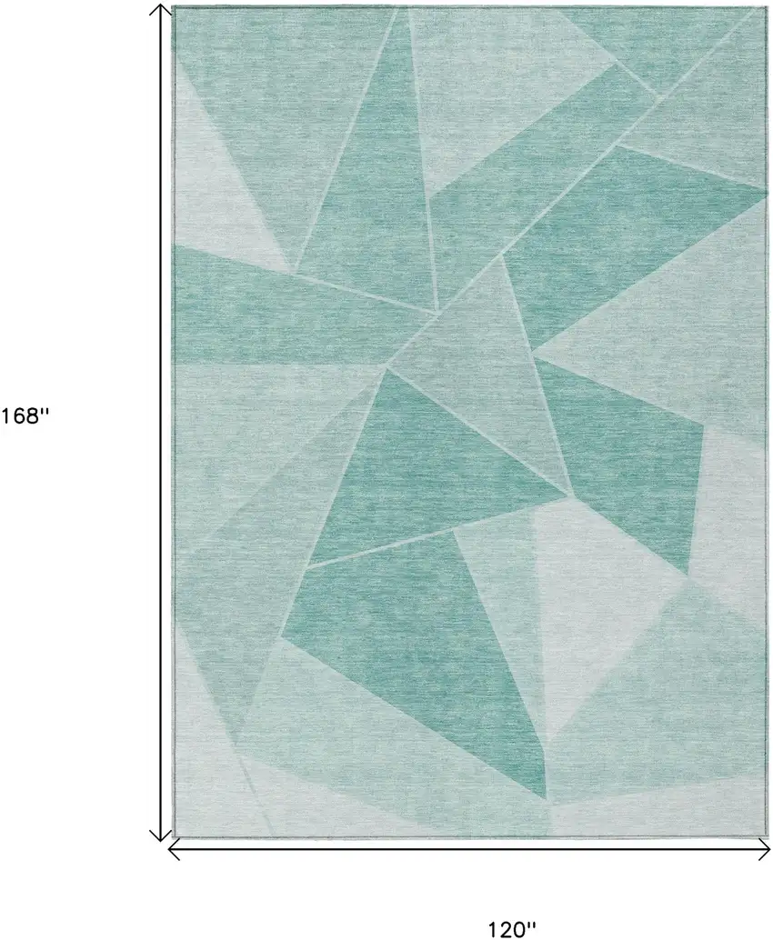 Green Mint Green And Aqua Geometric Washable Indoor Outdoor Area Rug Photo 3