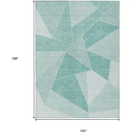 Green Mint Green And Aqua Geometric Washable Indoor Outdoor Area Rug Photo 3