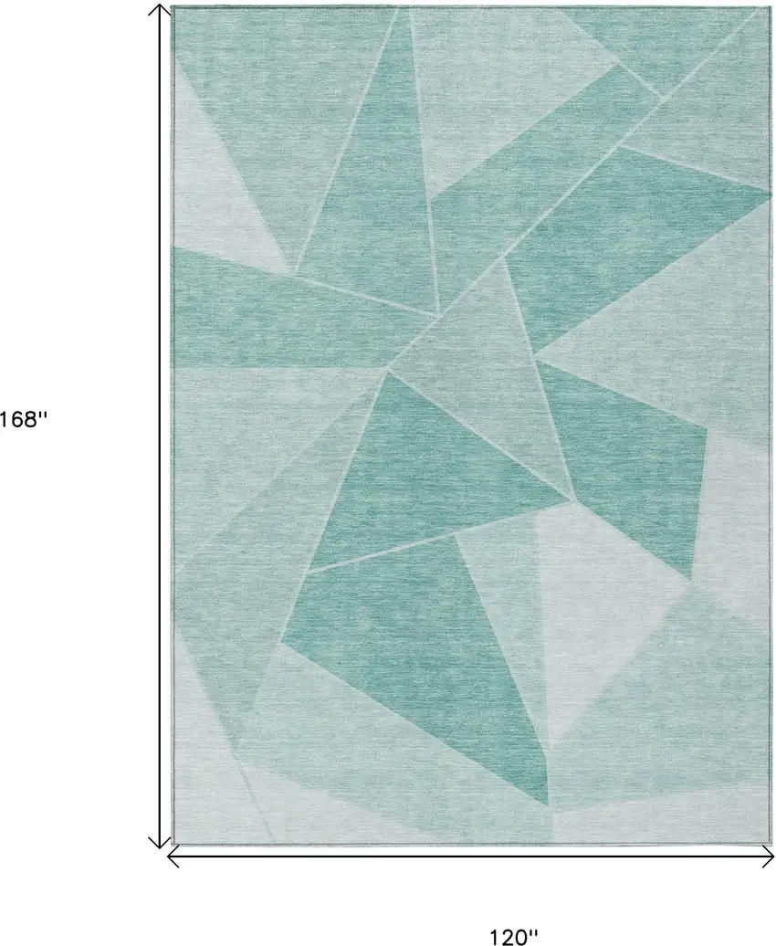 Green Mint Green And Aqua Geometric Washable Indoor Outdoor Area Rug Photo 3