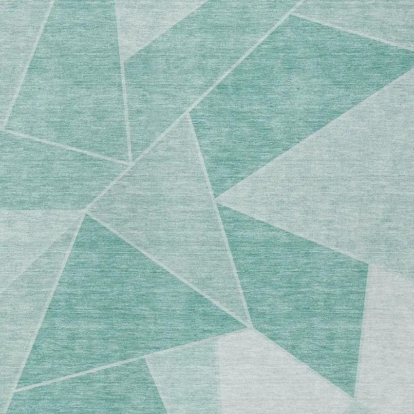 Green Mint Green And Aqua Geometric Washable Indoor Outdoor Area Rug Photo 6