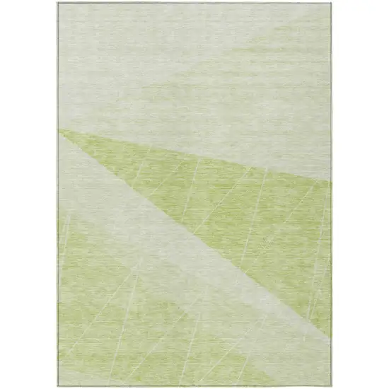 Green Mint Green And Ivory Geometric Washable Indoor Outdoor Area Rug Photo 1