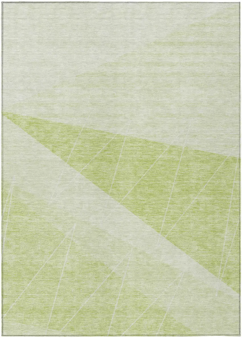 Green Mint Green And Ivory Geometric Washable Indoor Outdoor Area Rug Photo 1