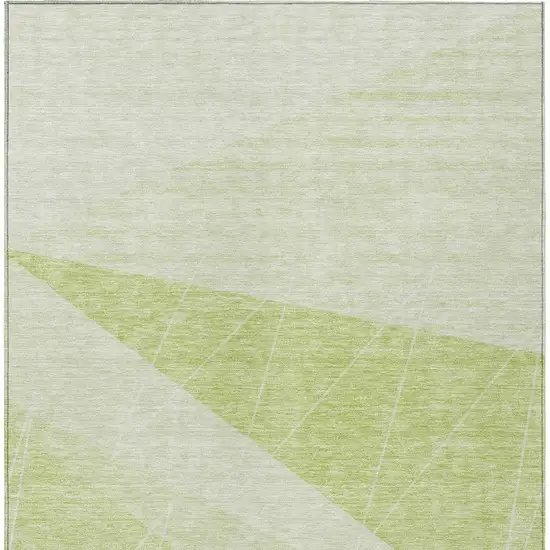 Green Mint Green And Ivory Geometric Washable Indoor Outdoor Area Rug Photo 5