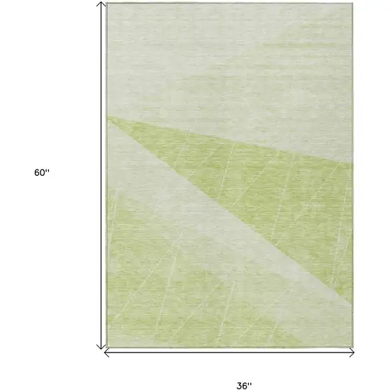 Green Mint Green And Ivory Geometric Washable Indoor Outdoor Area Rug Photo 3