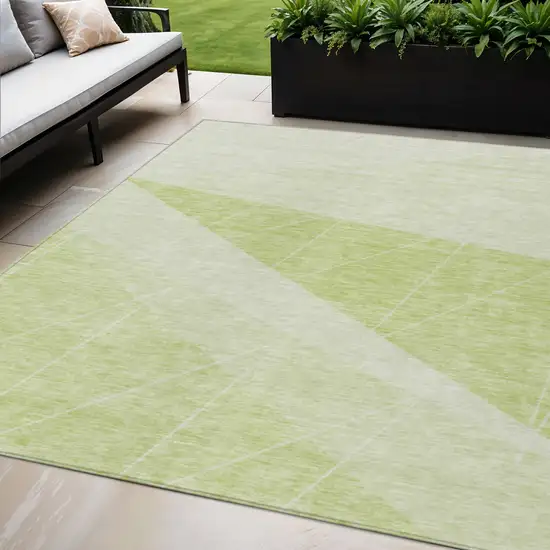 Green Mint Green And Ivory Geometric Washable Indoor Outdoor Area Rug Photo 1