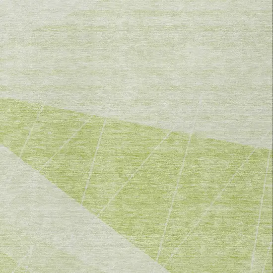 Green Mint Green And Ivory Geometric Washable Indoor Outdoor Area Rug Photo 5