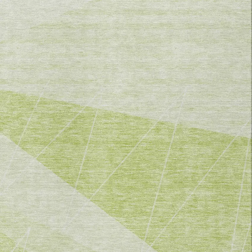 Green Mint Green And Ivory Geometric Washable Indoor Outdoor Area Rug Photo 5