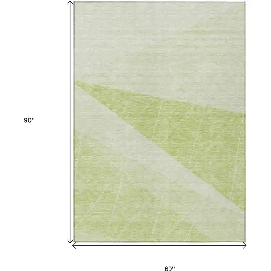 Green Mint Green And Ivory Geometric Washable Indoor Outdoor Area Rug Photo 3