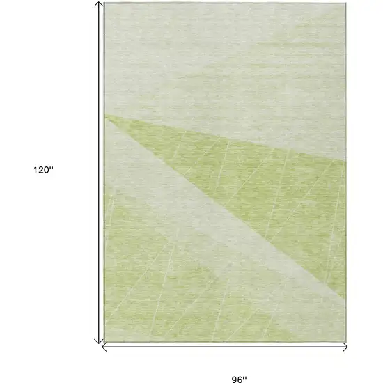 Green Mint Green And Ivory Geometric Washable Indoor Outdoor Area Rug Photo 3