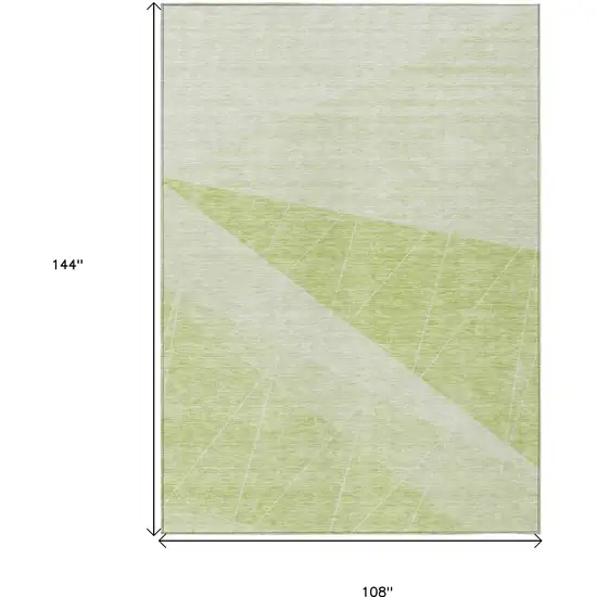 Green Mint Green And Ivory Geometric Washable Indoor Outdoor Area Rug Photo 3