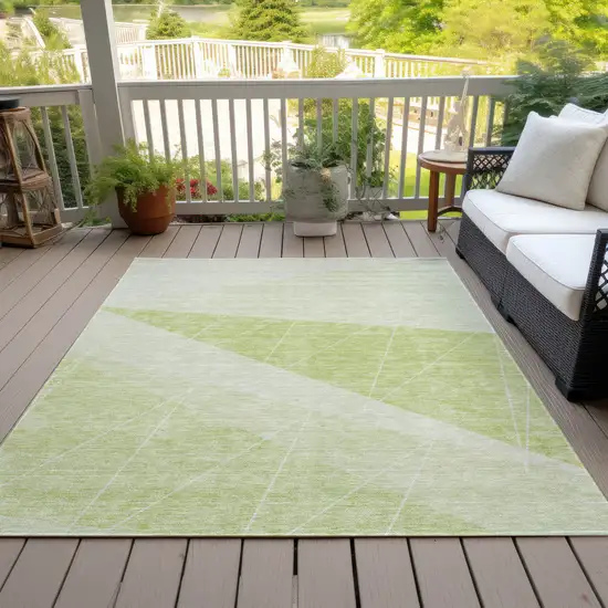 Green Mint Green And Ivory Geometric Washable Indoor Outdoor Area Rug Photo 9