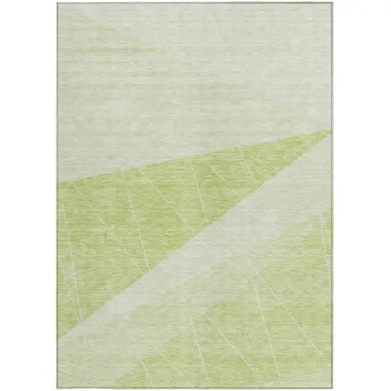 Green Mint Green And Ivory Geometric Washable Indoor Outdoor Area Rug Photo 5