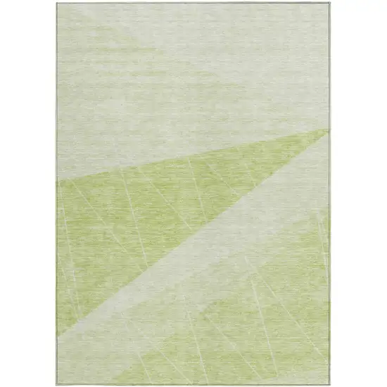 Green Mint Green And Ivory Geometric Washable Indoor Outdoor Area Rug Photo 5