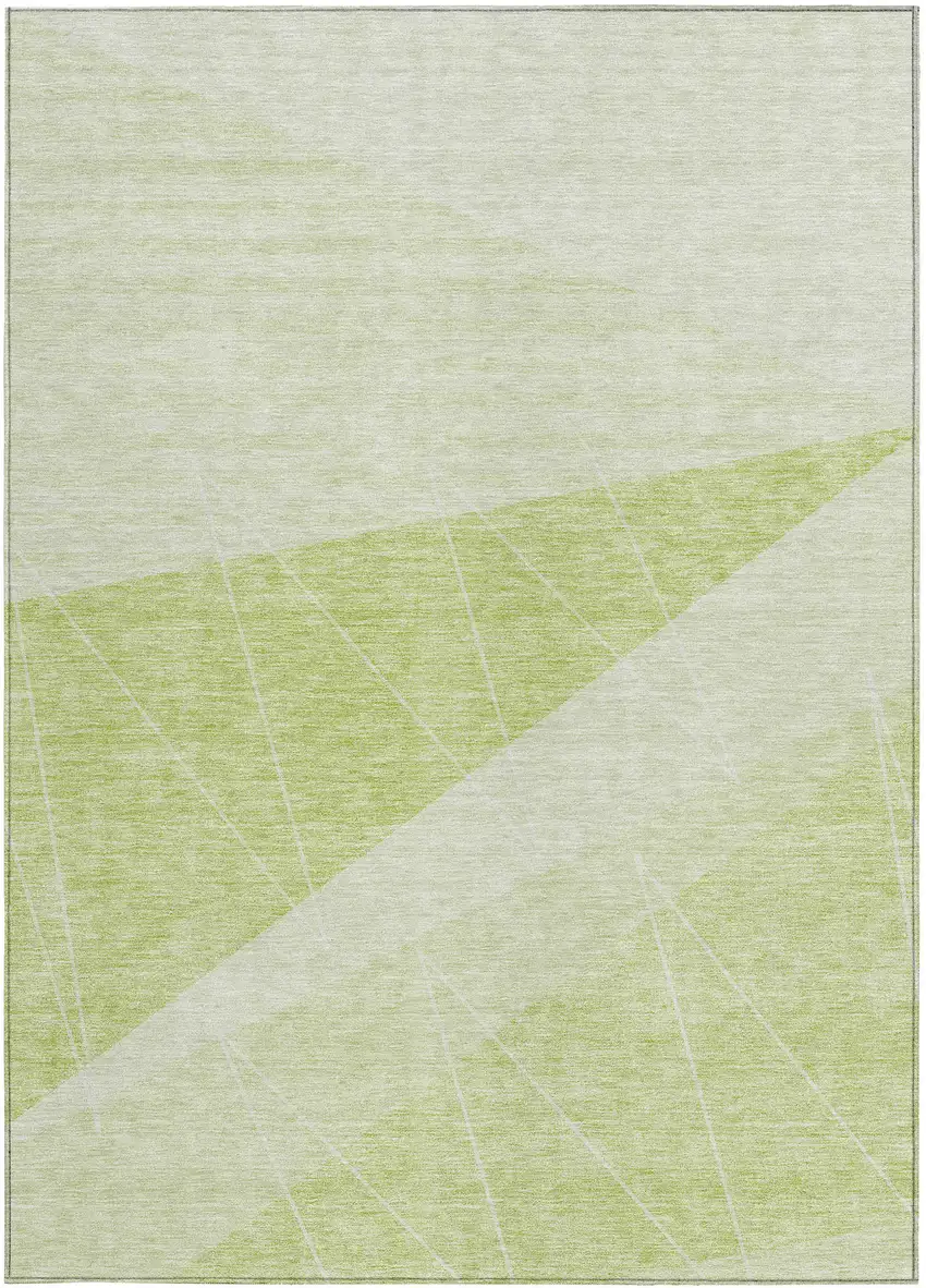 Green Mint Green And Ivory Geometric Washable Indoor Outdoor Area Rug Photo 5