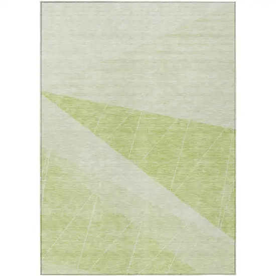 Green Mint Green And Ivory Geometric Washable Indoor Outdoor Area Rug Photo 1