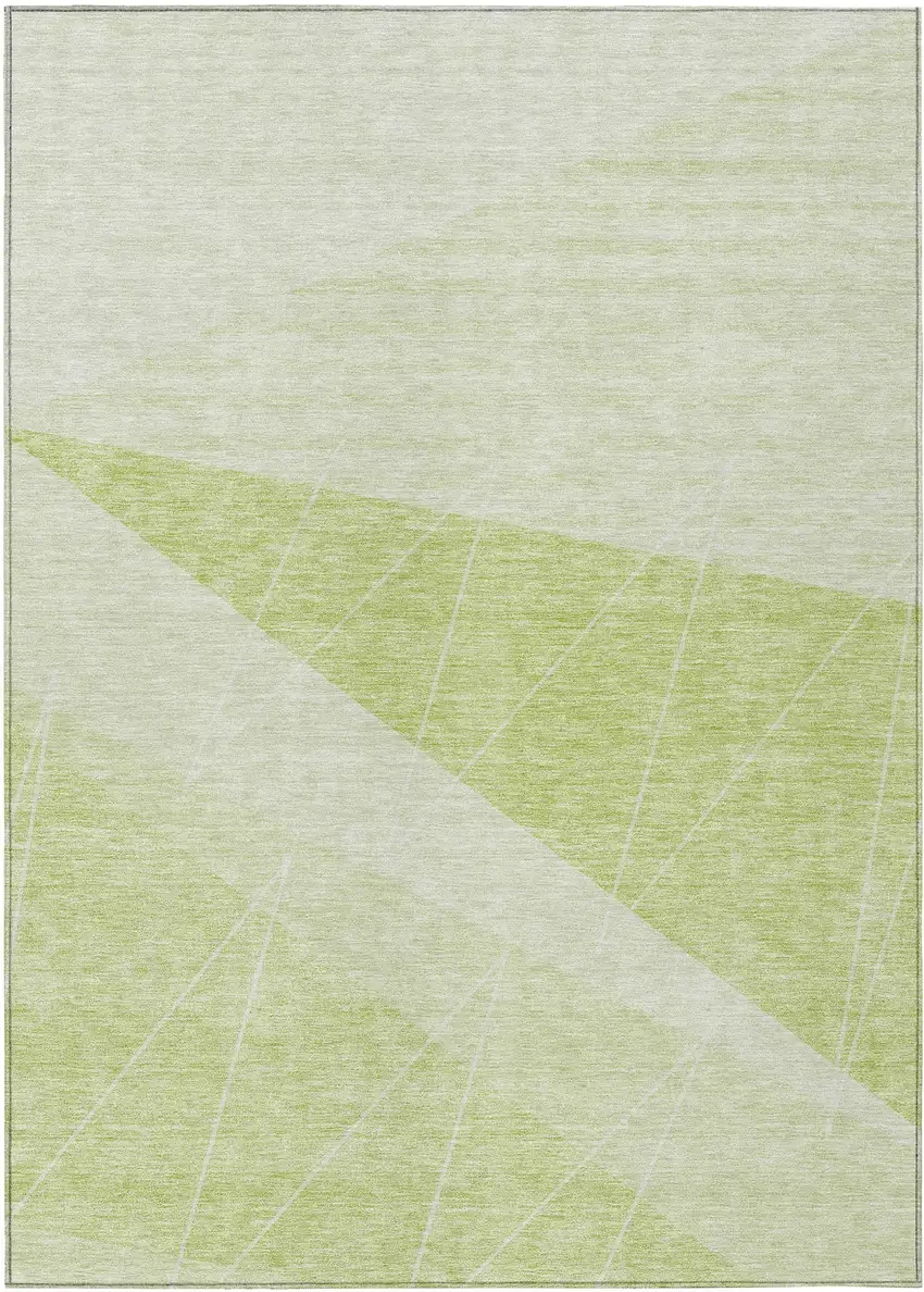 Green Mint Green And Ivory Geometric Washable Indoor Outdoor Area Rug Photo 1
