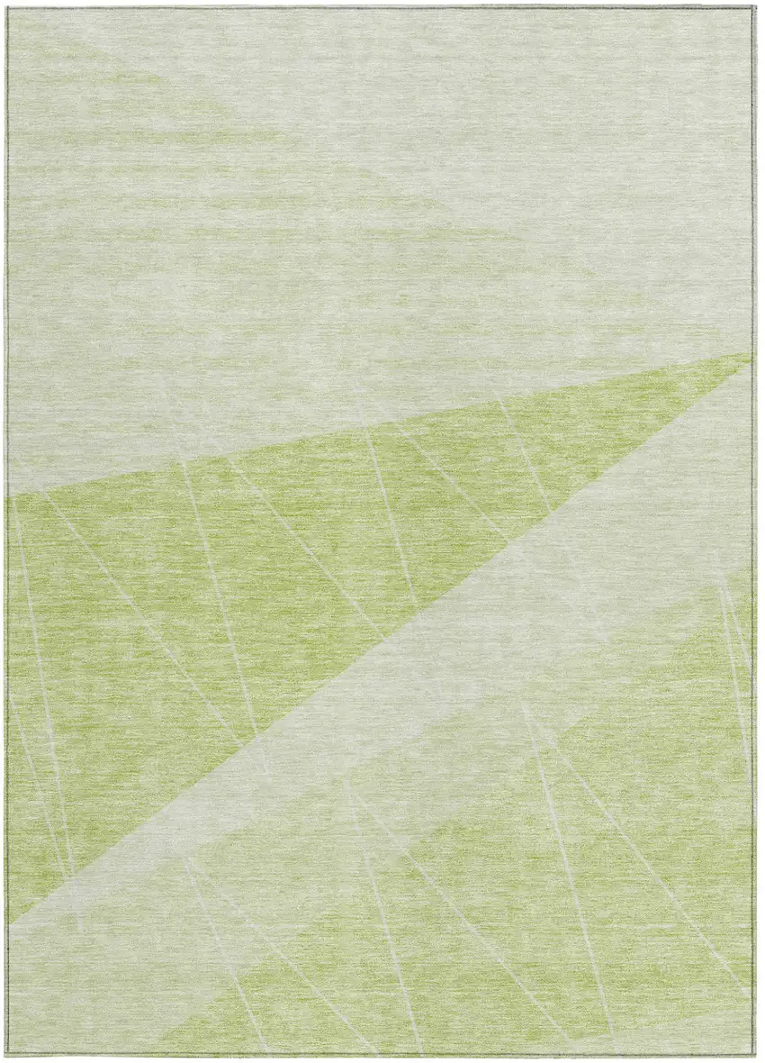 Green Mint Green And Ivory Geometric Washable Indoor Outdoor Area Rug Photo 5