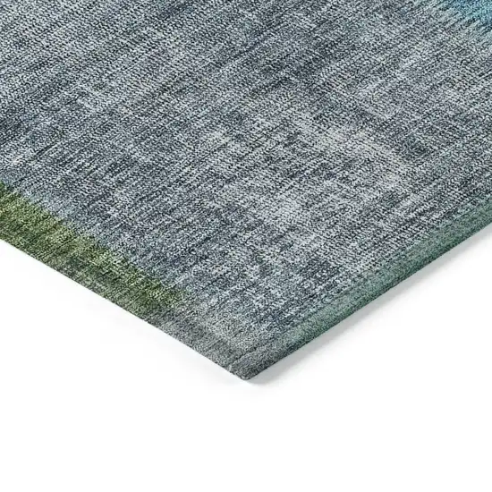 Green Navy Blue And Gray Patchwork Washable Indoor Outdoor Area Rug Photo 4