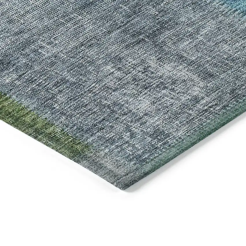 Green Navy Blue And Gray Patchwork Washable Indoor Outdoor Area Rug Photo 4