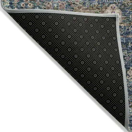 Green Navy Blue And Ivory Oriental Washable Indoor Outdoor Area Rug Photo 3