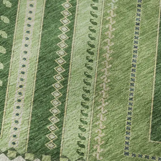 Green Navy Blue And Ivory Tribal Washable Area Rug With UV Protection Photo 9