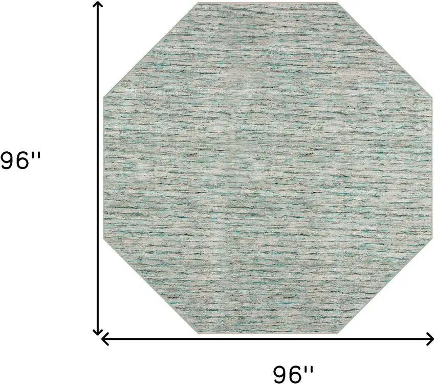 Green Octagon Wool Hand Loomed Handmade Area Rug Photo 3