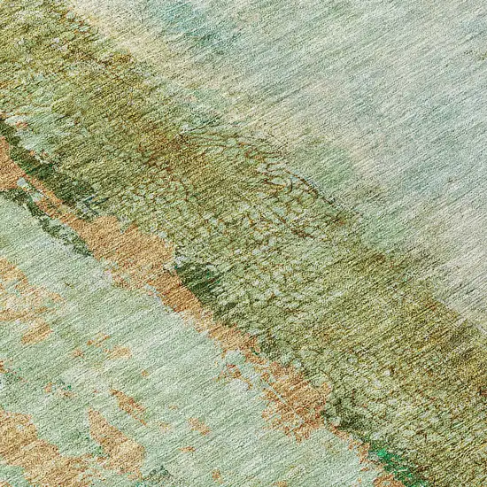 Green Olive Green And Blue Abstract Washable Indoor Outdoor Area Rug Photo 5