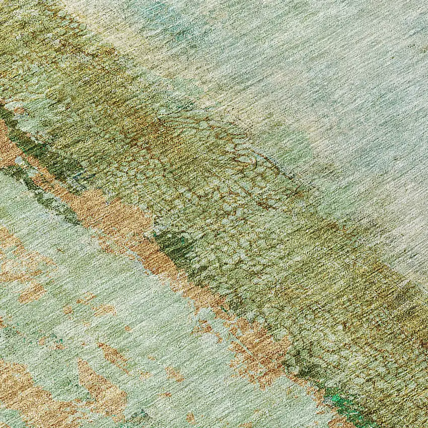 Green Olive Green And Blue Abstract Washable Indoor Outdoor Area Rug Photo 5
