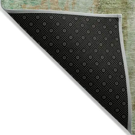 Green Olive Green And Blue Abstract Washable Indoor Outdoor Area Rug Photo 4