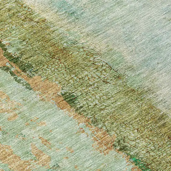 Green Olive Green And Blue Abstract Washable Indoor Outdoor Area Rug Photo 5
