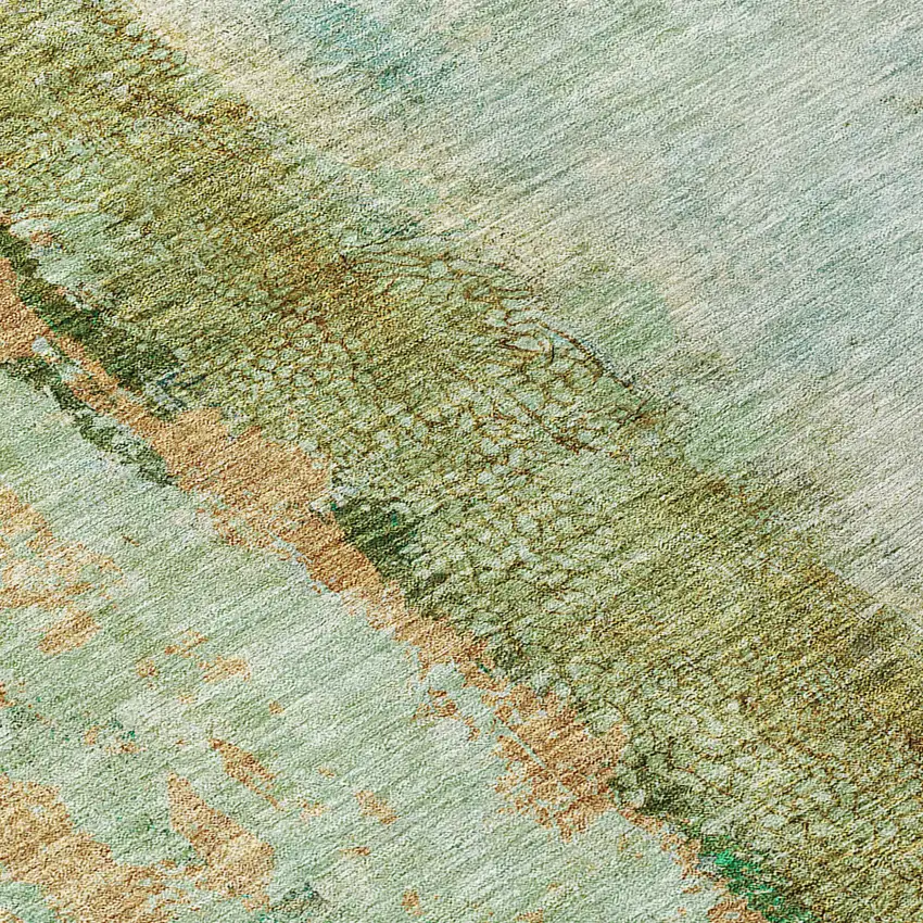 Green Olive Green And Blue Abstract Washable Indoor Outdoor Area Rug Photo 5