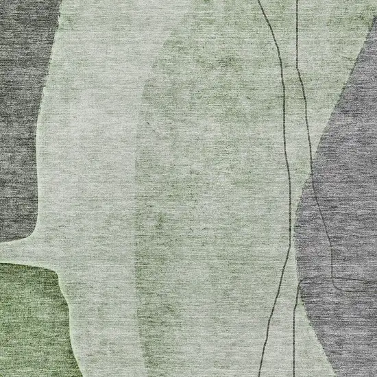 Green Olive Green And Gray Abstract Washable Indoor Outdoor Area Rug Photo 4