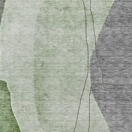 Green Olive Green And Gray Abstract Washable Indoor Outdoor Area Rug Photo 4