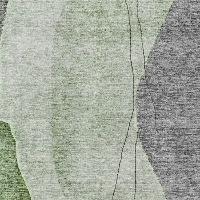 Green Olive Green And Gray Abstract Washable Indoor Outdoor Area Rug Photo 4