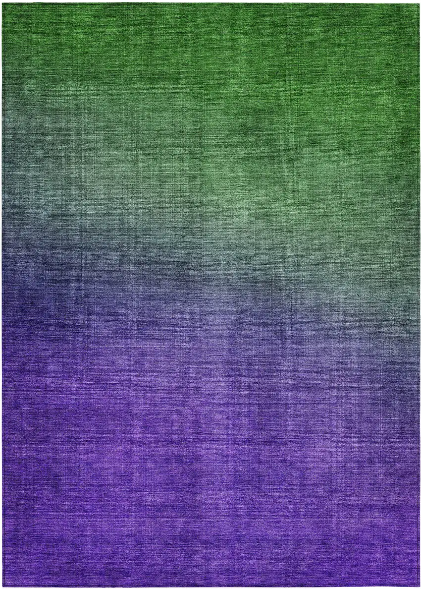 Green Ombre Washable Non Skid Indoor Outdoor Area Rug Photo 2