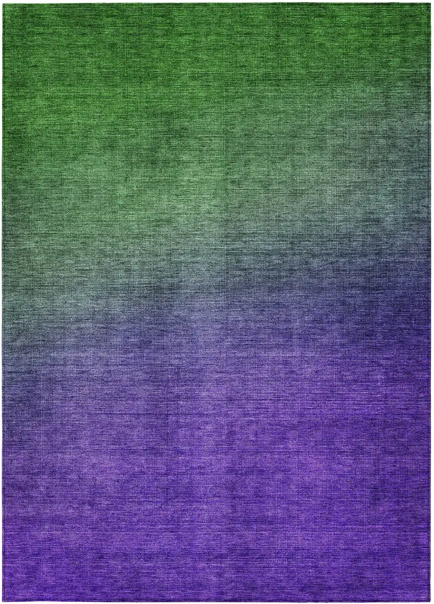 Green Ombre Washable Non Skid Indoor Outdoor Area Rug Photo 6