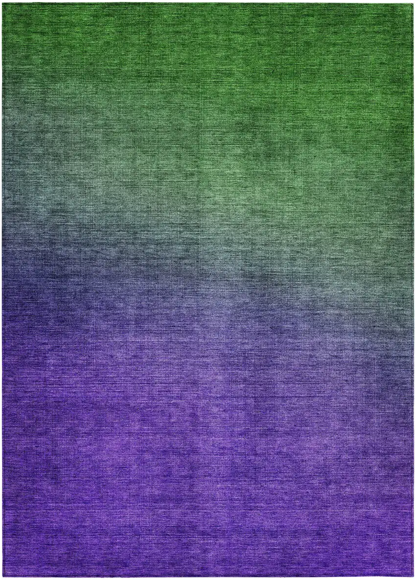 Green Ombre Washable Non Skid Indoor Outdoor Area Rug Photo 2