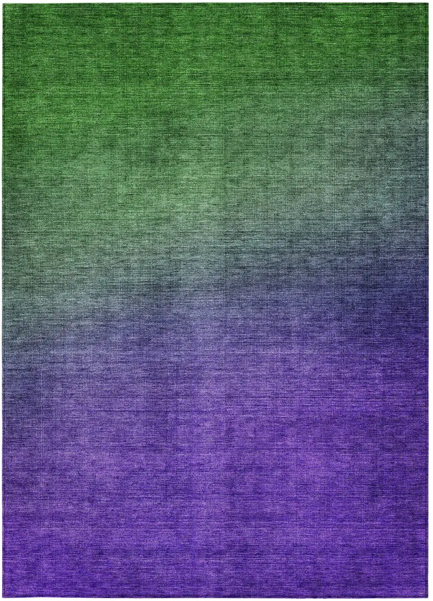 Green Ombre Washable Non Skid Indoor Outdoor Area Rug Photo 6