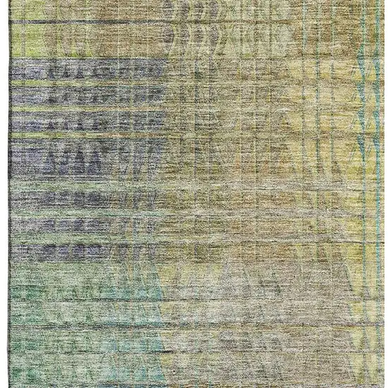 Green Orange And Blue Abstract Geometric Washable Area Rug With UV Protection Photo 3