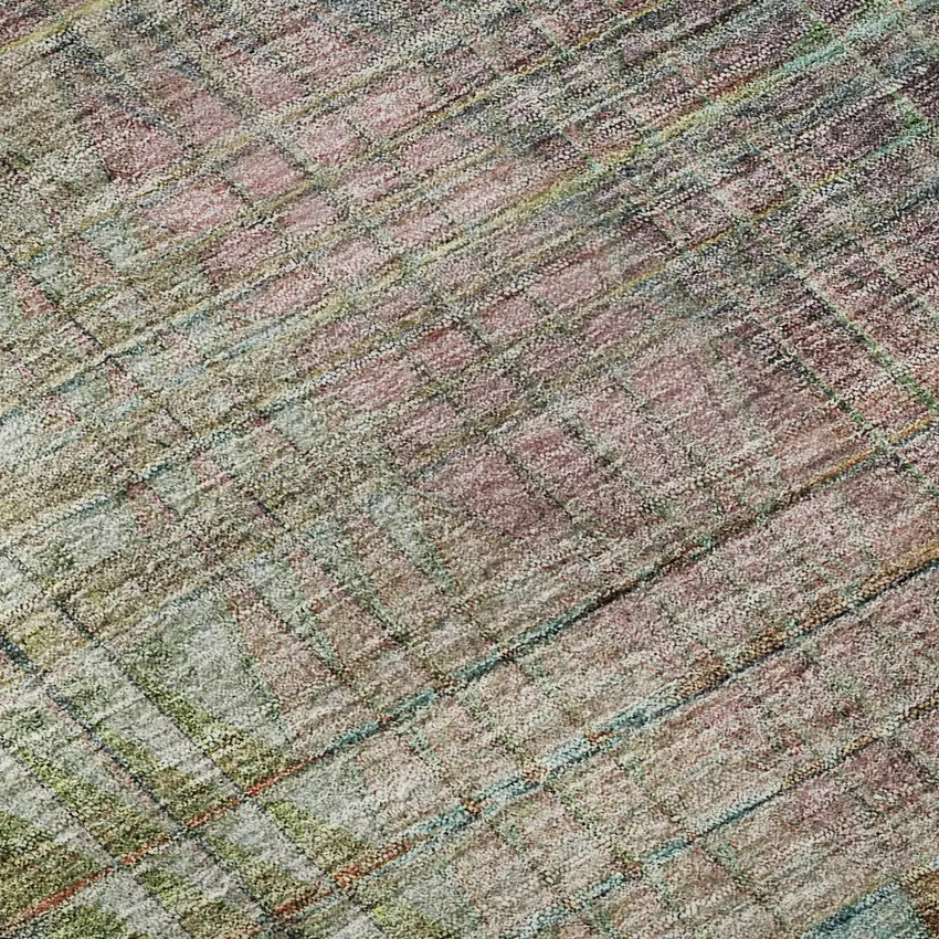 Green Orange And Blue Abstract Geometric Washable Area Rug With UV Protection Photo 9