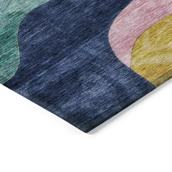 Green Orange And Pink Abstract Washable Indoor Outdoor Area Rug Photo 3