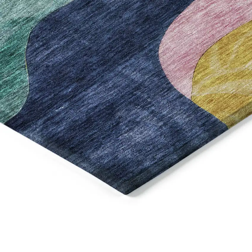 Green Orange And Pink Abstract Washable Indoor Outdoor Area Rug Photo 3
