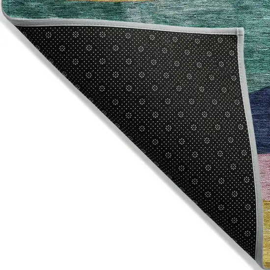 Green Orange And Pink Abstract Washable Indoor Outdoor Area Rug Photo 5