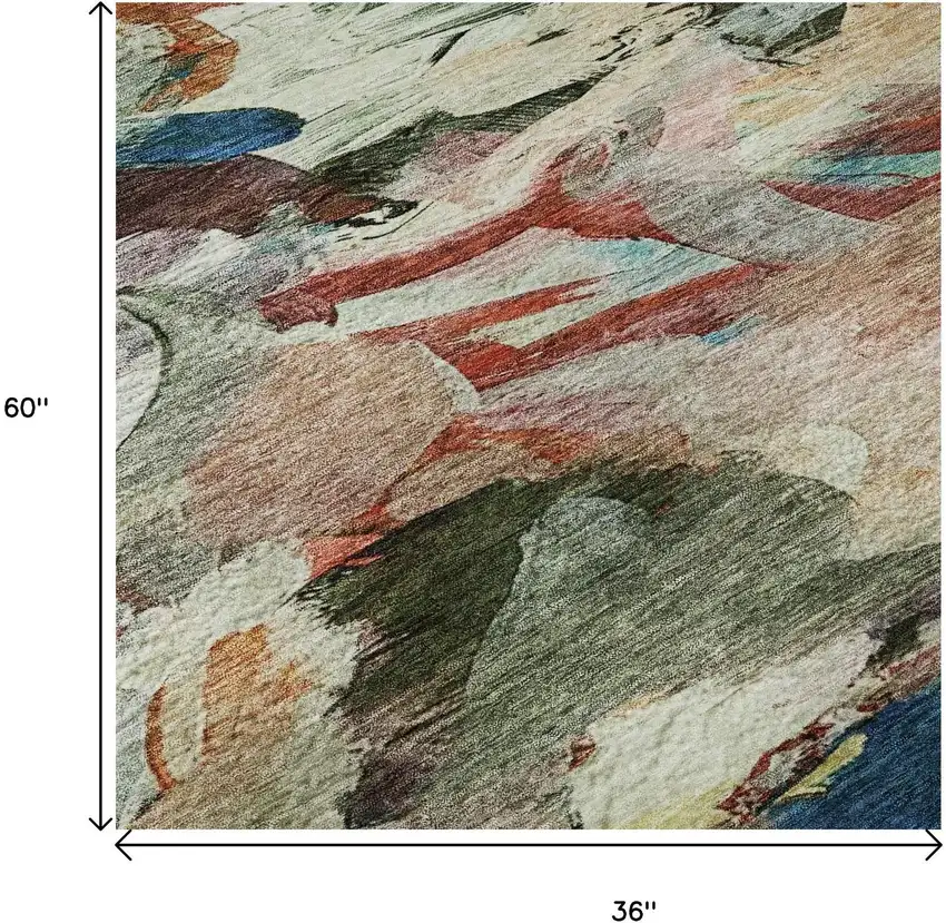 Green Orange And Teal Abstract Washable Area Rug With UV Protection Photo 8