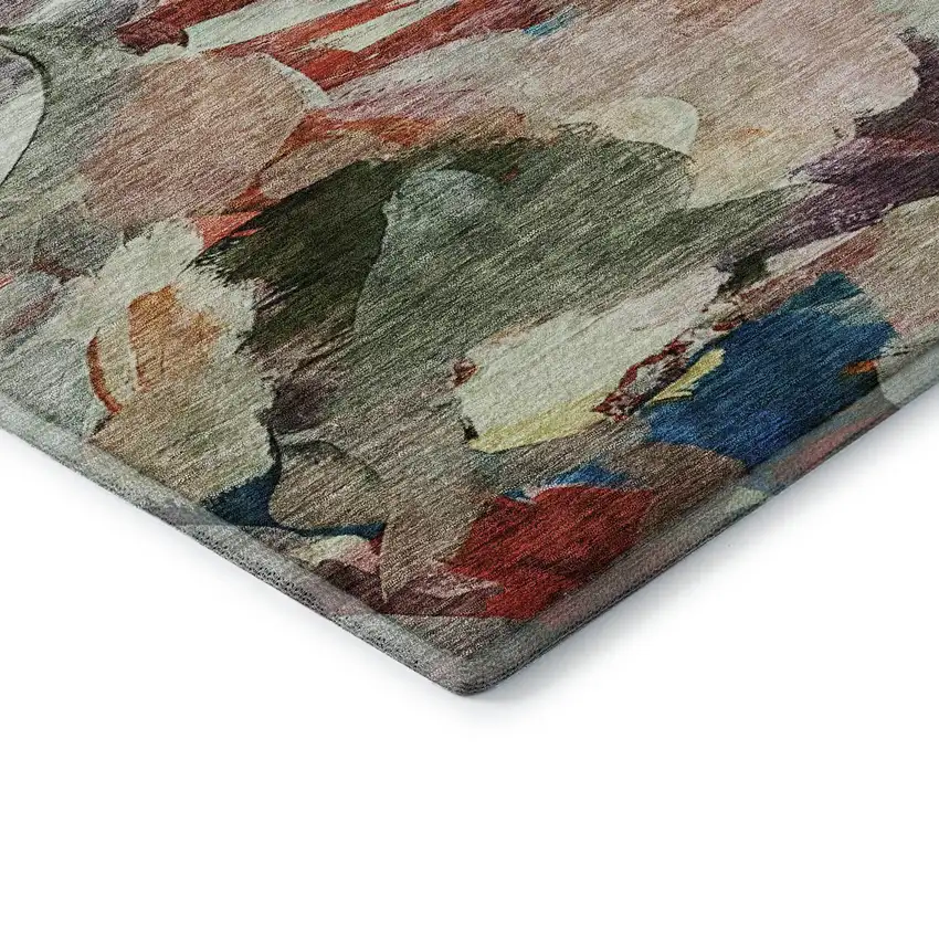 Green Orange And Teal Abstract Washable Area Rug With UV Protection Photo 6