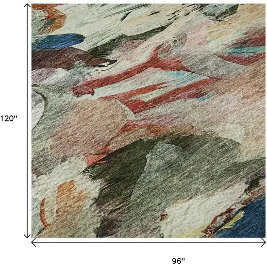 Green Orange And Teal Abstract Washable Area Rug With UV Protection Photo 8