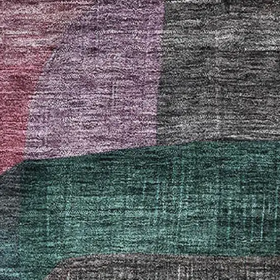 Green Orange Purple And Teal Abstract Geometric Washable Area Rug With UV Protection Photo 3